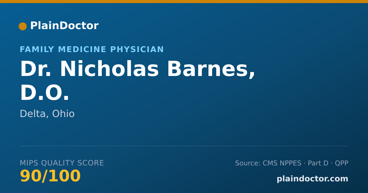 Shareable card for Nicholas Barnes, D.O. - Family Medicine Physician, Delta, OH