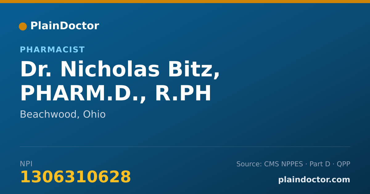 Shareable card for Nicholas Bitz, PHARM.D., R.PH - Pharmacist, Beachwood, OH