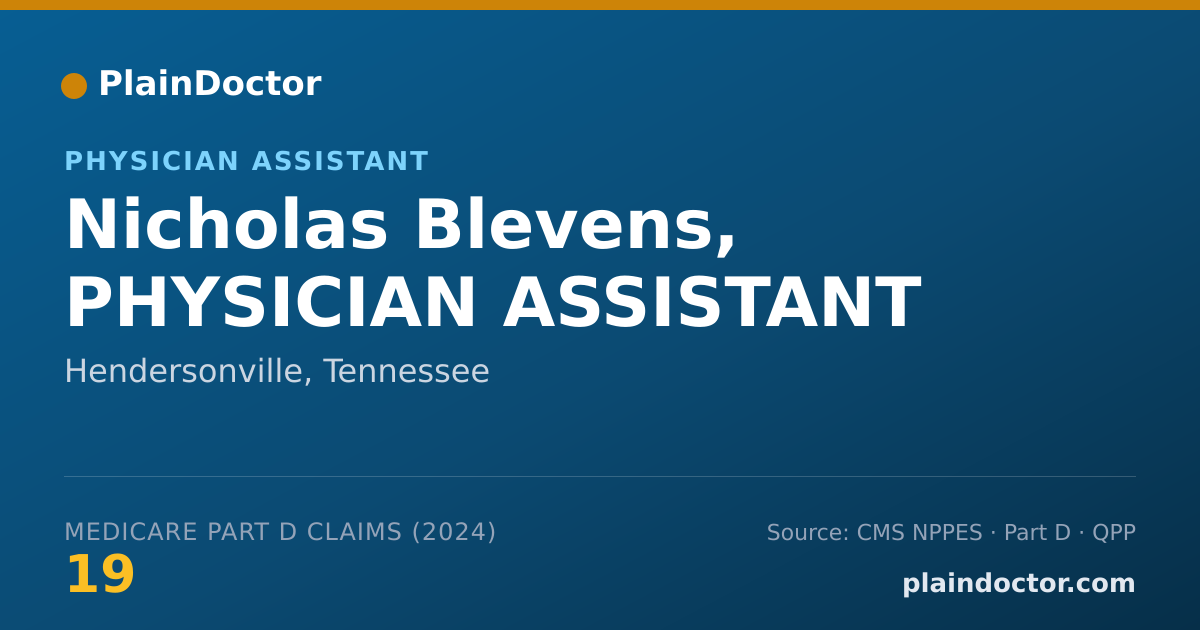 Shareable card for Nicholas Blevens, PHYSICIAN ASSISTANT - Physician Assistant, Hendersonville, TN