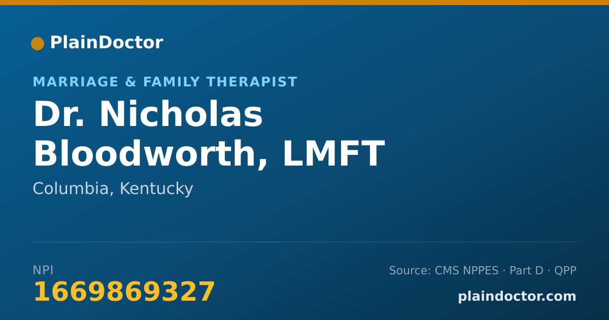 Shareable card for Nicholas Bloodworth, LMFT - Marriage & Family Therapist, Columbia, KY