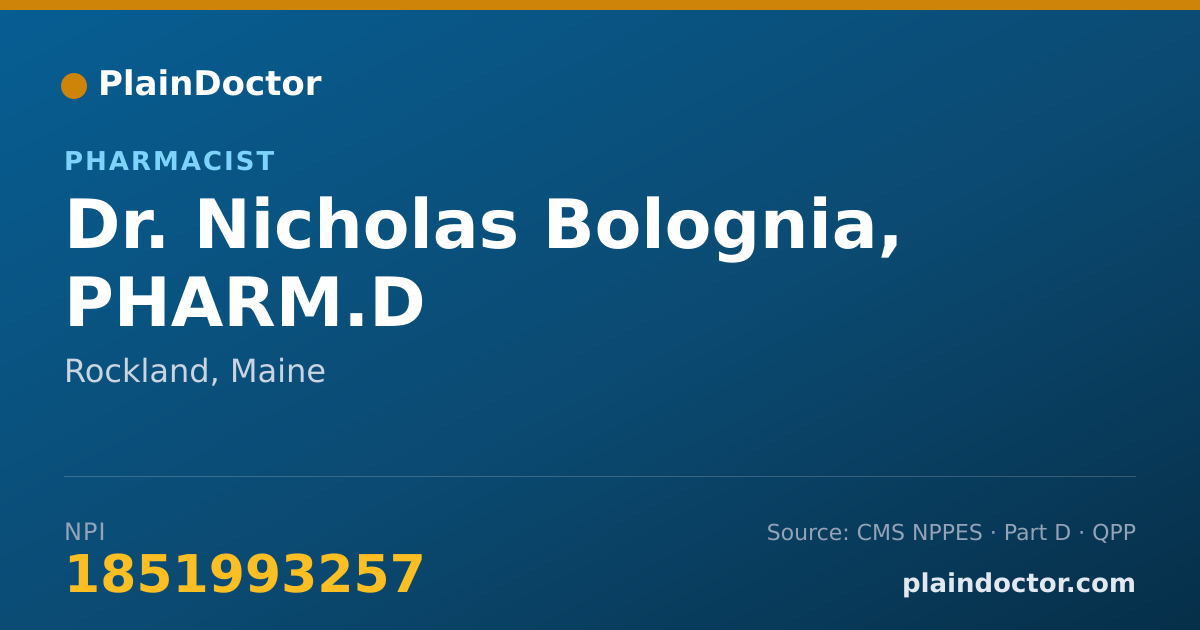 Shareable card for Nicholas Bolognia, PHARM.D - Pharmacist, Rockland, ME