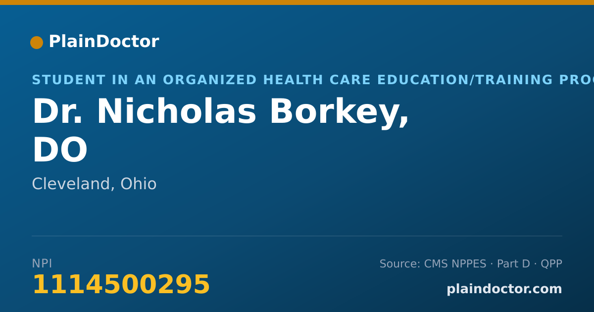 Shareable card for Nicholas Borkey, DO - Student in an Organized Health Care Education/Training Program, Cleveland, OH
