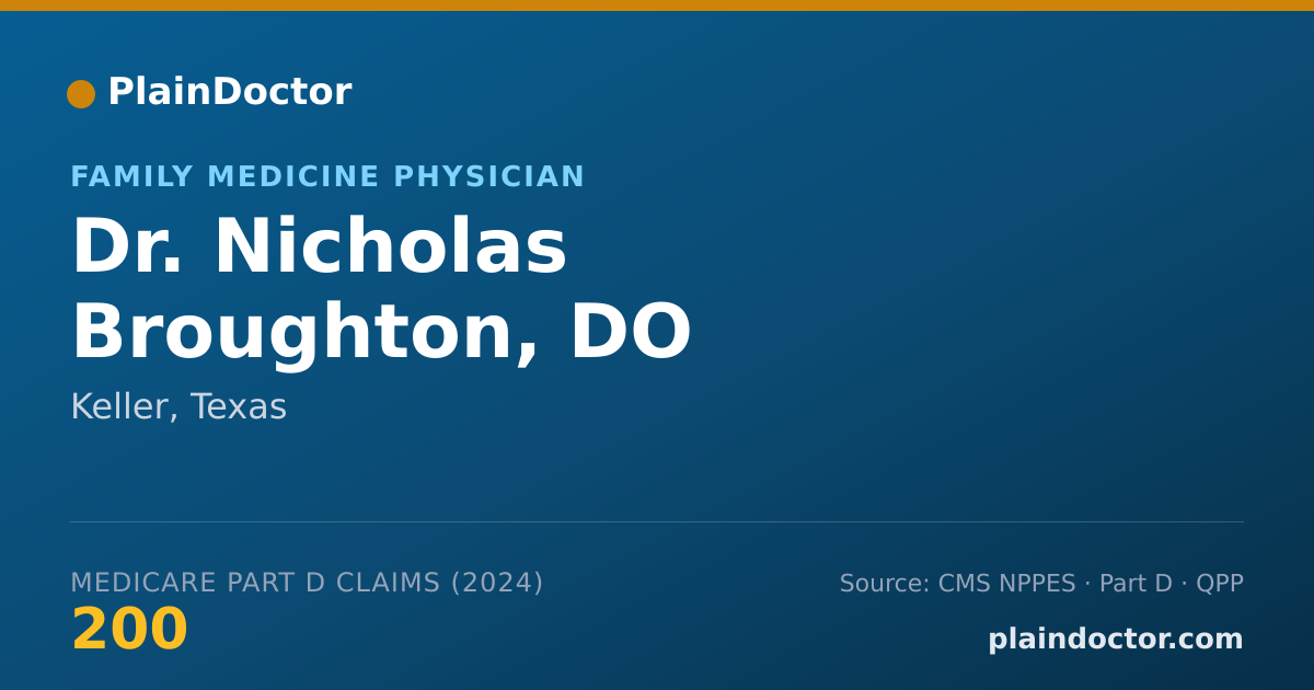 Shareable card for Nicholas Broughton, DO - Family Medicine Physician, Keller, TX