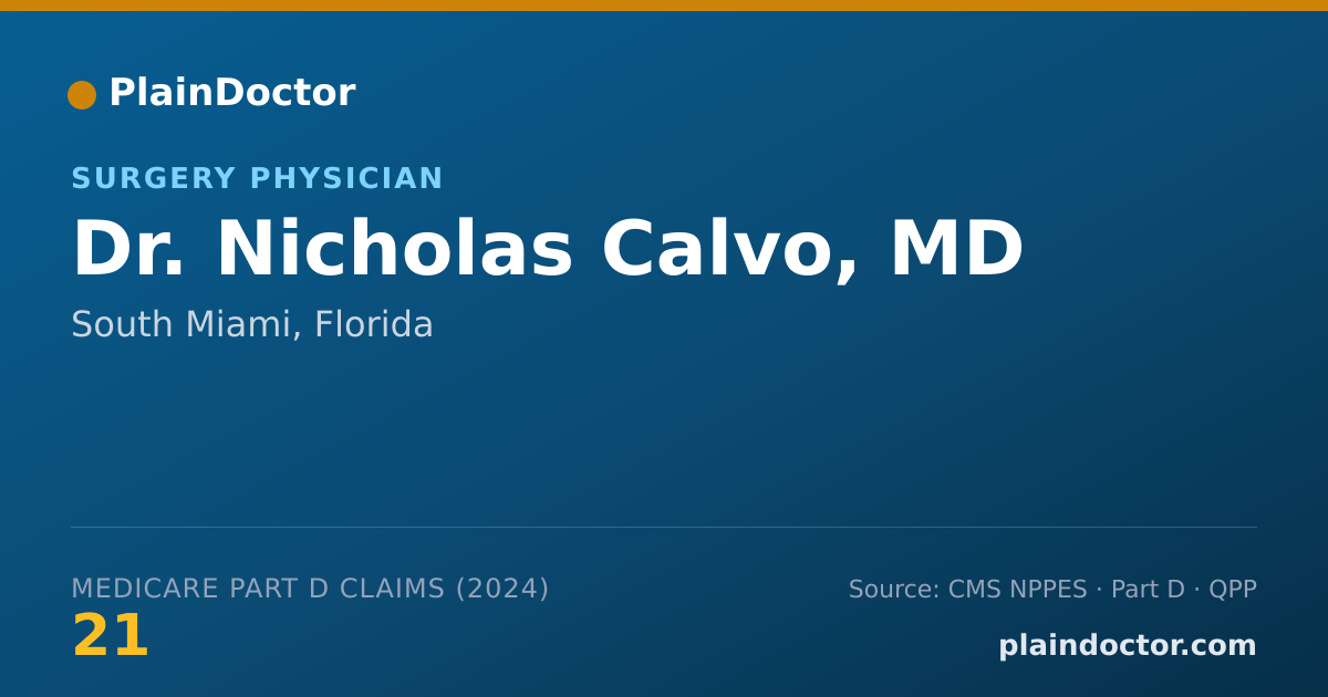 Shareable card for Nicholas Calvo, MD - Surgery Physician, South Miami, FL