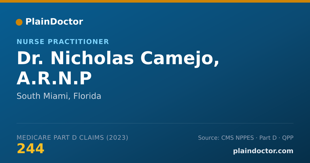 Shareable card for Nicholas Camejo, A.R.N.P - Nurse Practitioner, South Miami, FL