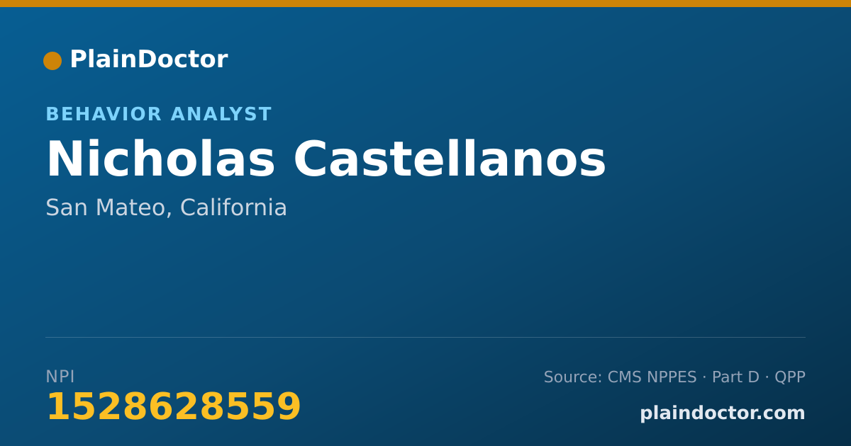 Shareable card for Nicholas Castellanos - Behavior Analyst, San Mateo, CA