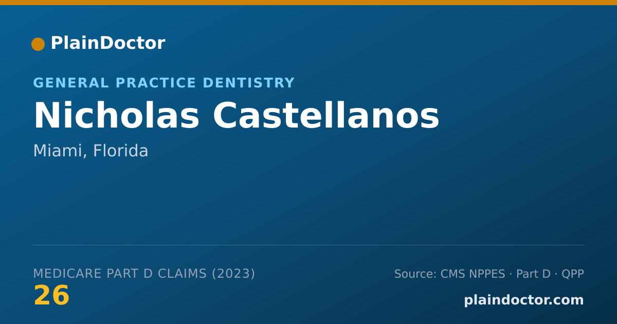 Shareable card for Nicholas Castellanos - General Practice Dentistry, Miami, FL