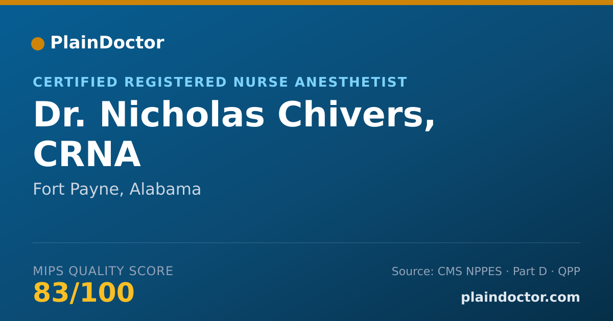 Shareable card for Nicholas Chivers, CRNA - Certified Registered Nurse Anesthetist, Fort Payne, AL