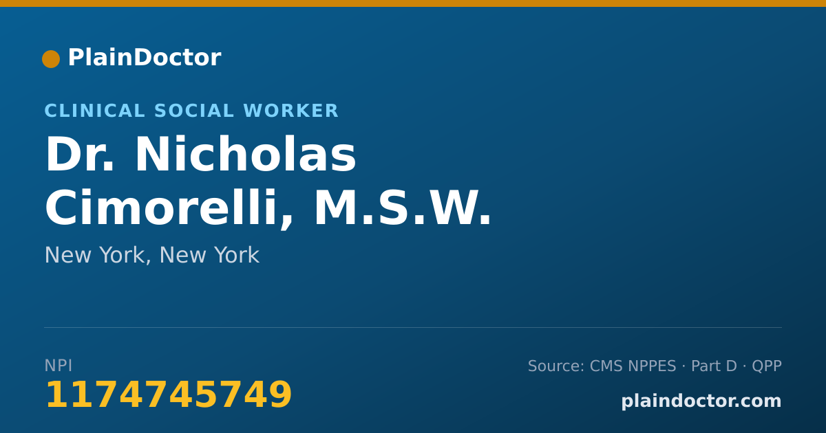 Shareable card for Nicholas Cimorelli, M.S.W. - Clinical Social Worker, New York, NY