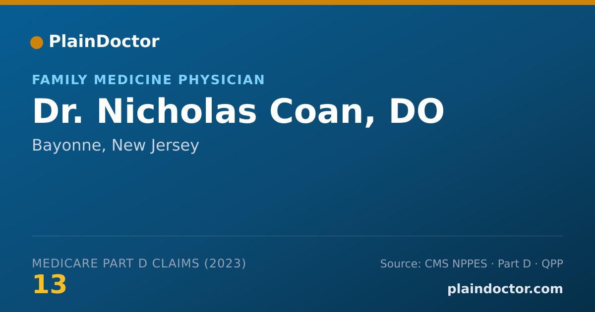 Shareable card for Nicholas Coan, DO - Family Medicine Physician, Bayonne, NJ