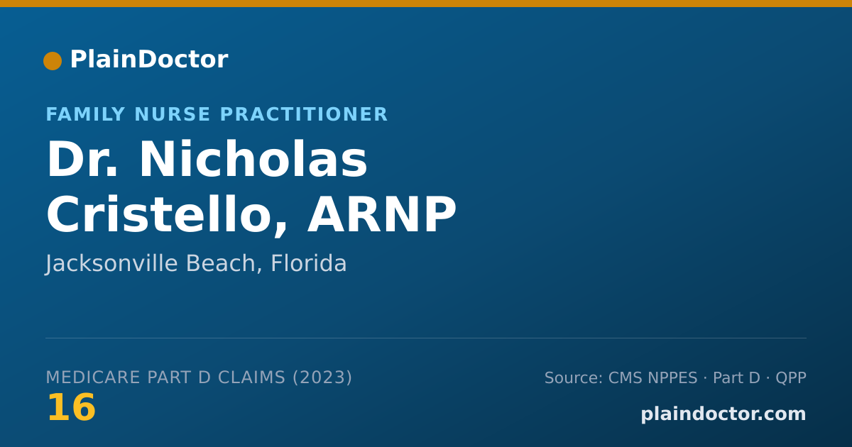 Shareable card for Nicholas Cristello, ARNP - Family Nurse Practitioner, Jacksonville Beach, FL