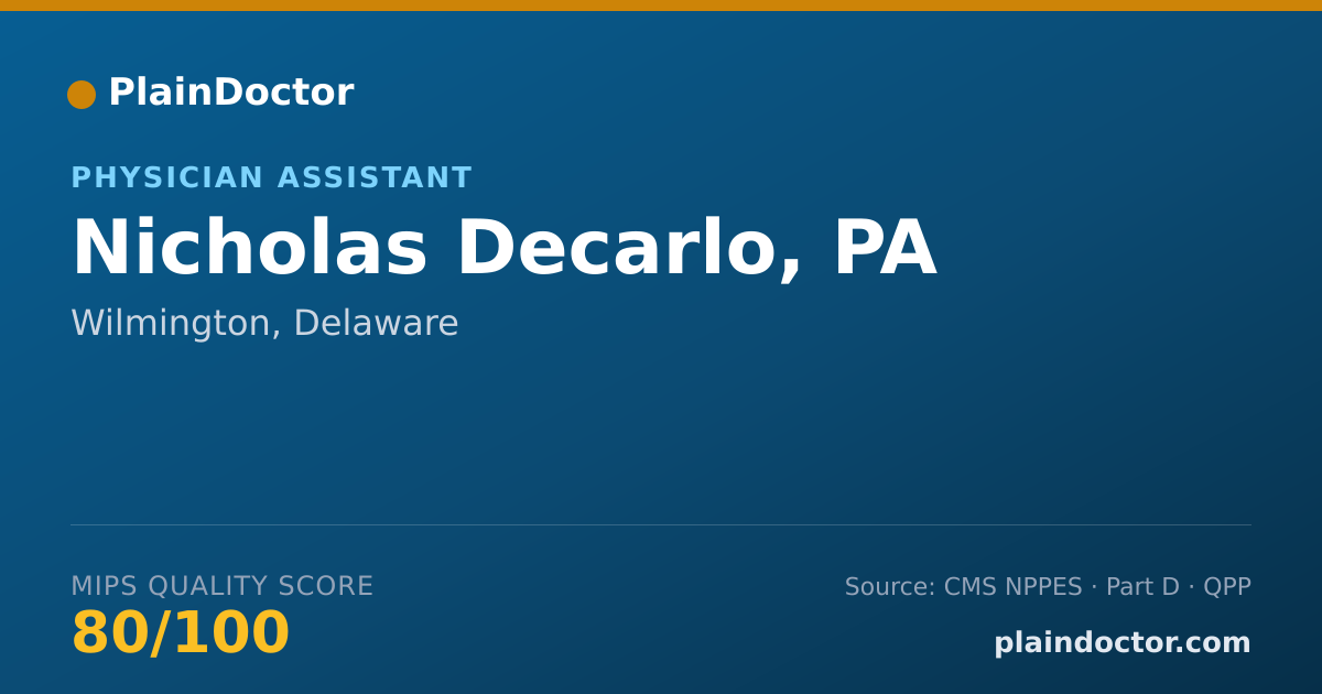 Shareable card for Nicholas Decarlo, PA - Physician Assistant, Wilmington, DE