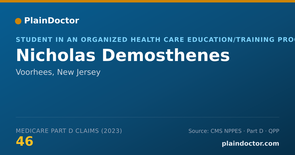 Shareable card for Nicholas Demosthenes - Student in an Organized Health Care Education/Training Program, Voorhees, NJ