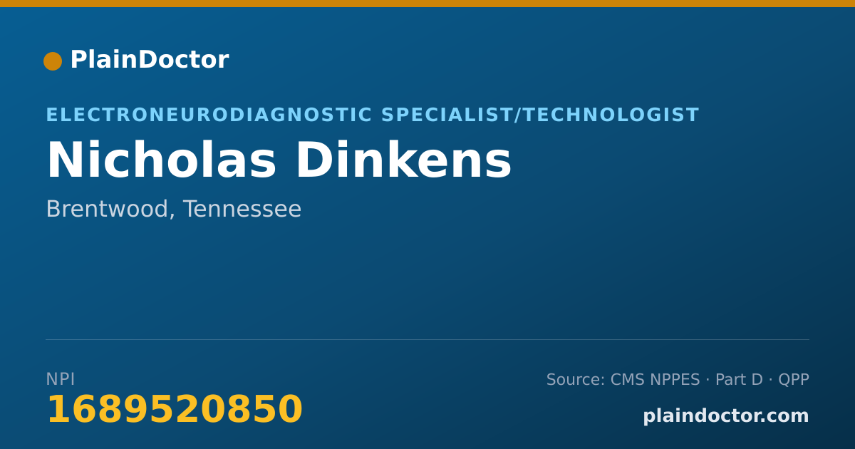 Shareable card for Nicholas Dinkens - Electroneurodiagnostic Specialist/Technologist, Brentwood, TN