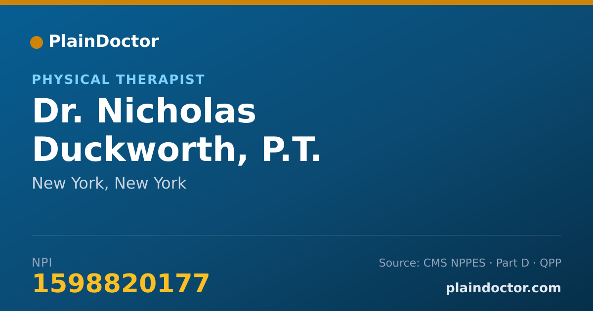 Shareable card for Nicholas Duckworth, P.T. - Physical Therapist, New York, NY