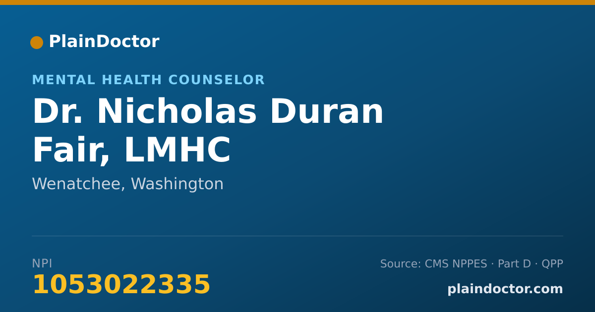 Shareable card for Nicholas Duran Fair, LMHC - Mental Health Counselor, Wenatchee, WA