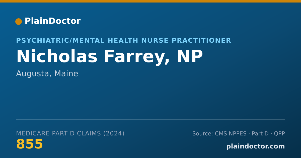 Shareable card for Nicholas Farrey, NP - Psychiatric/Mental Health Nurse Practitioner, Augusta, ME