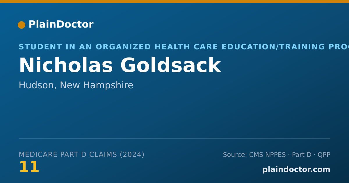 Shareable card for Nicholas Goldsack - Student in an Organized Health Care Education/Training Program, Hudson, NH