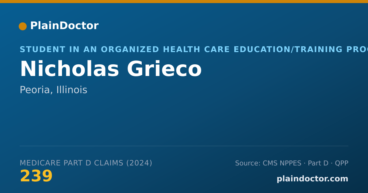 Shareable card for Nicholas Grieco - Student in an Organized Health Care Education/Training Program, Peoria, IL