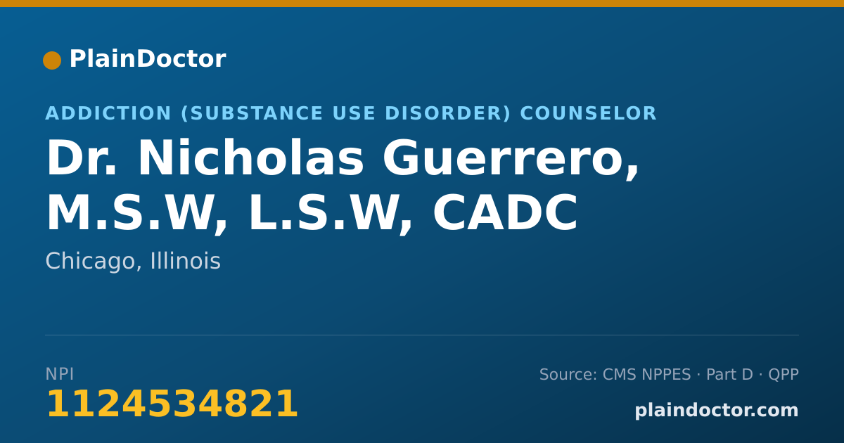 Shareable card for Nicholas Guerrero, M.S.W, L.S.W, CADC - Addiction (Substance Use Disorder) Counselor, Chicago, IL