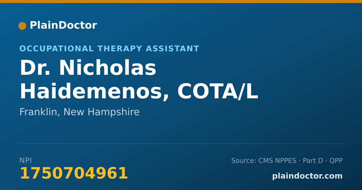 Shareable card for Nicholas Haidemenos, COTA/L - Occupational Therapy Assistant, Franklin, NH