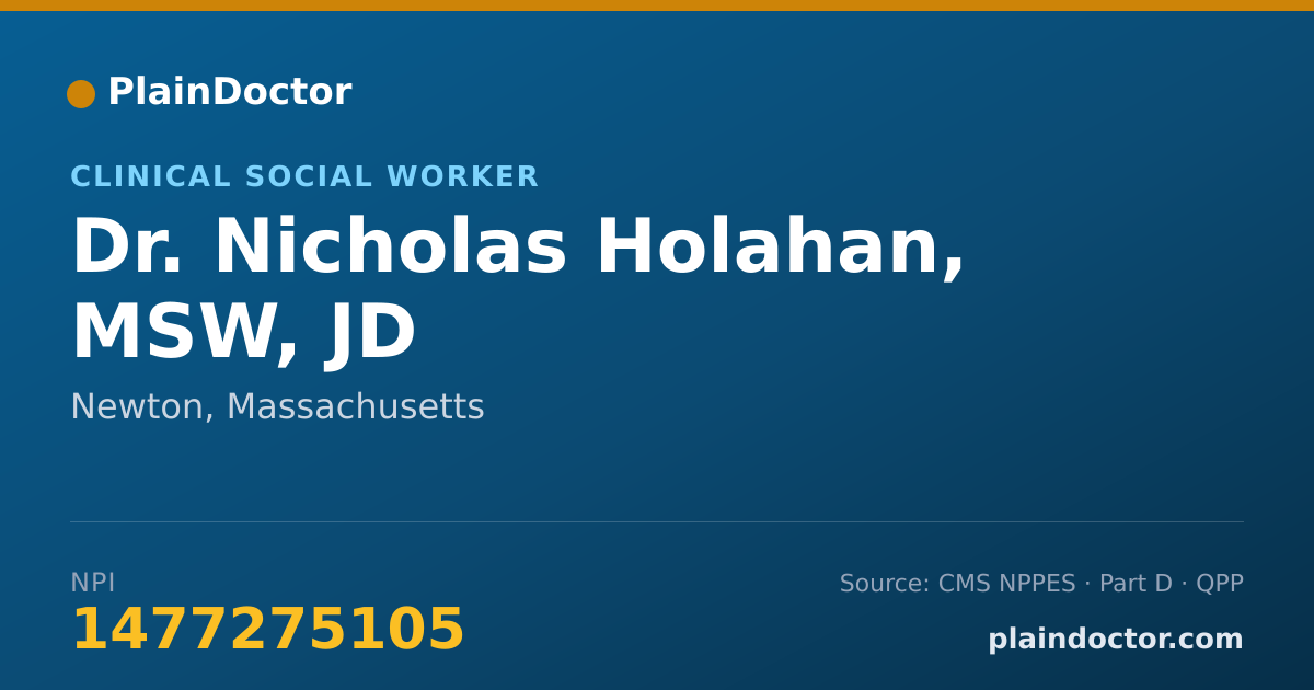 Shareable card for Nicholas Holahan, MSW, JD - Clinical Social Worker, Newton, MA