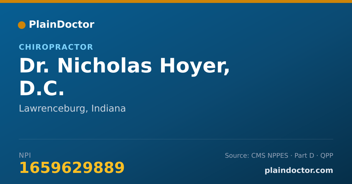 Shareable card for Nicholas Hoyer, D.C. - Chiropractor, Lawrenceburg, IN