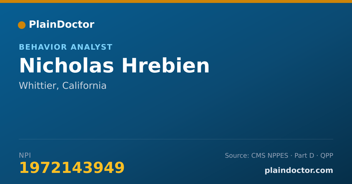 Shareable card for Nicholas Hrebien - Behavior Analyst, Whittier, CA