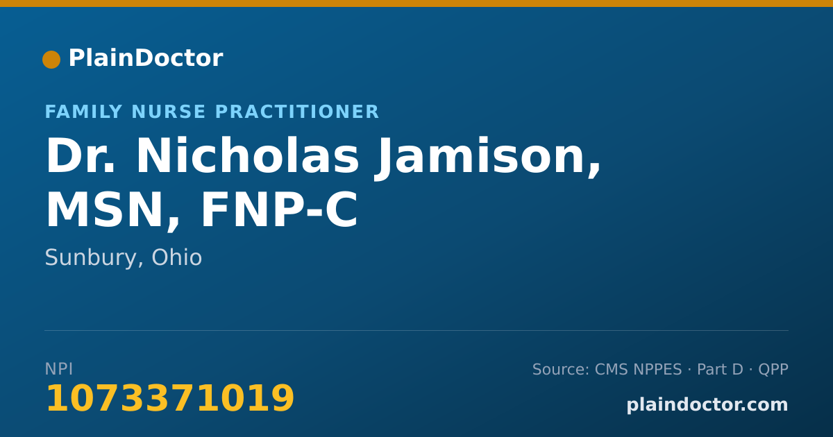 Shareable card for Nicholas Jamison, MSN, FNP-C - Family Nurse Practitioner, Sunbury, OH
