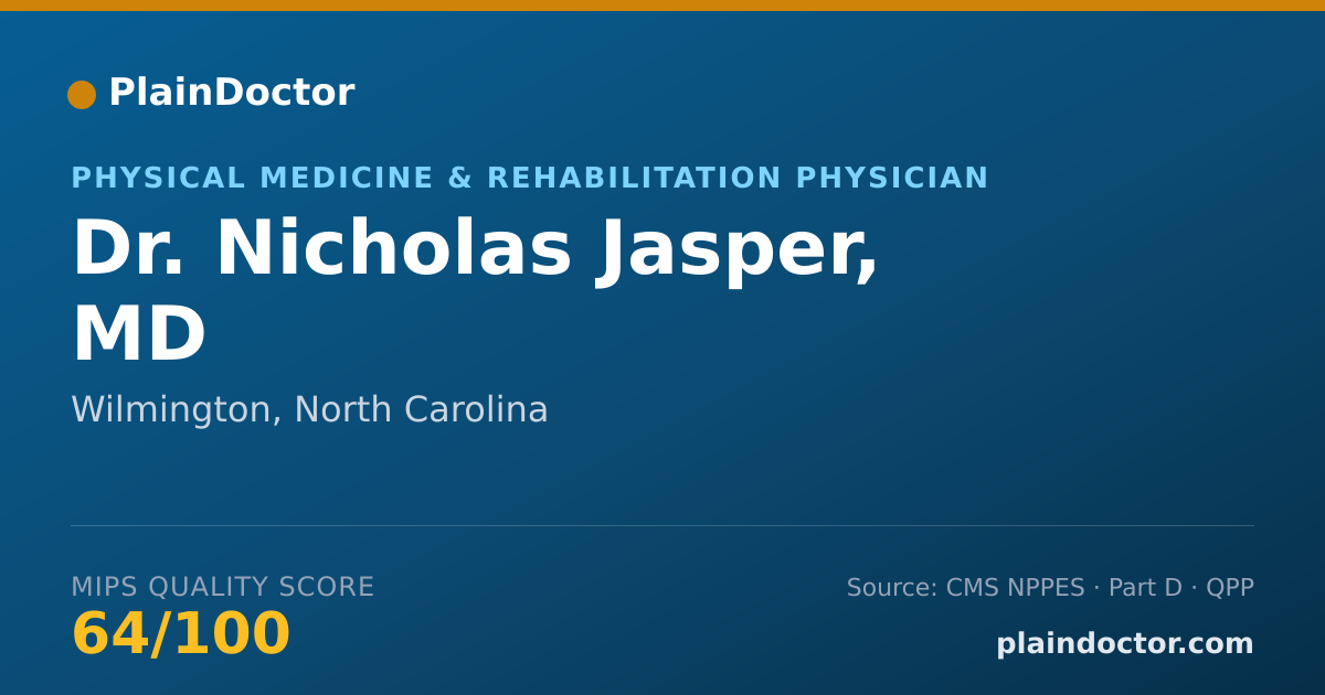 Shareable card for Nicholas Jasper, MD - Physical Medicine & Rehabilitation Physician, Wilmington, NC