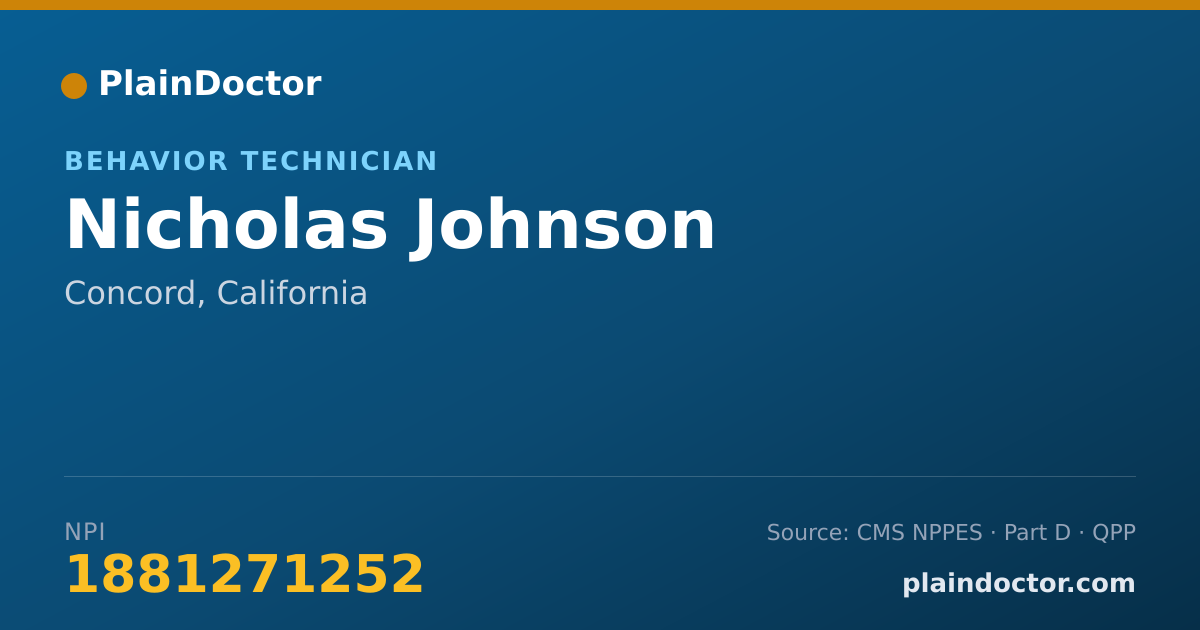 Shareable card for Nicholas Johnson - Behavior Technician, Concord, CA