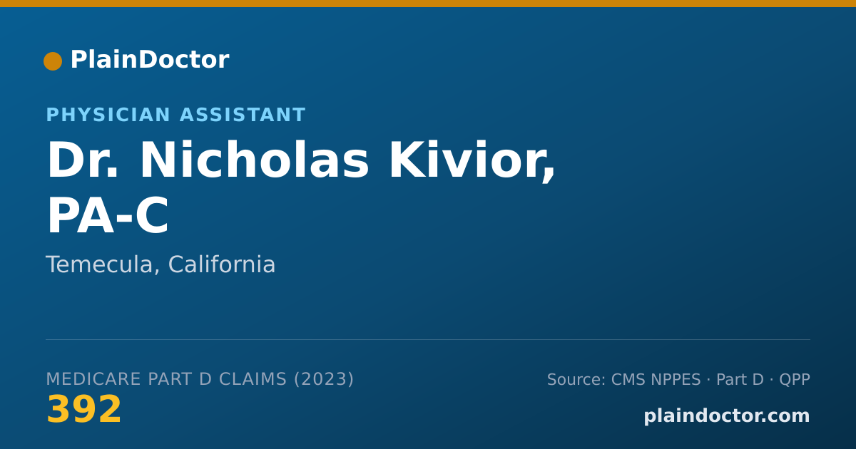 Shareable card for Nicholas Kivior, PA-C - Physician Assistant, Temecula, CA