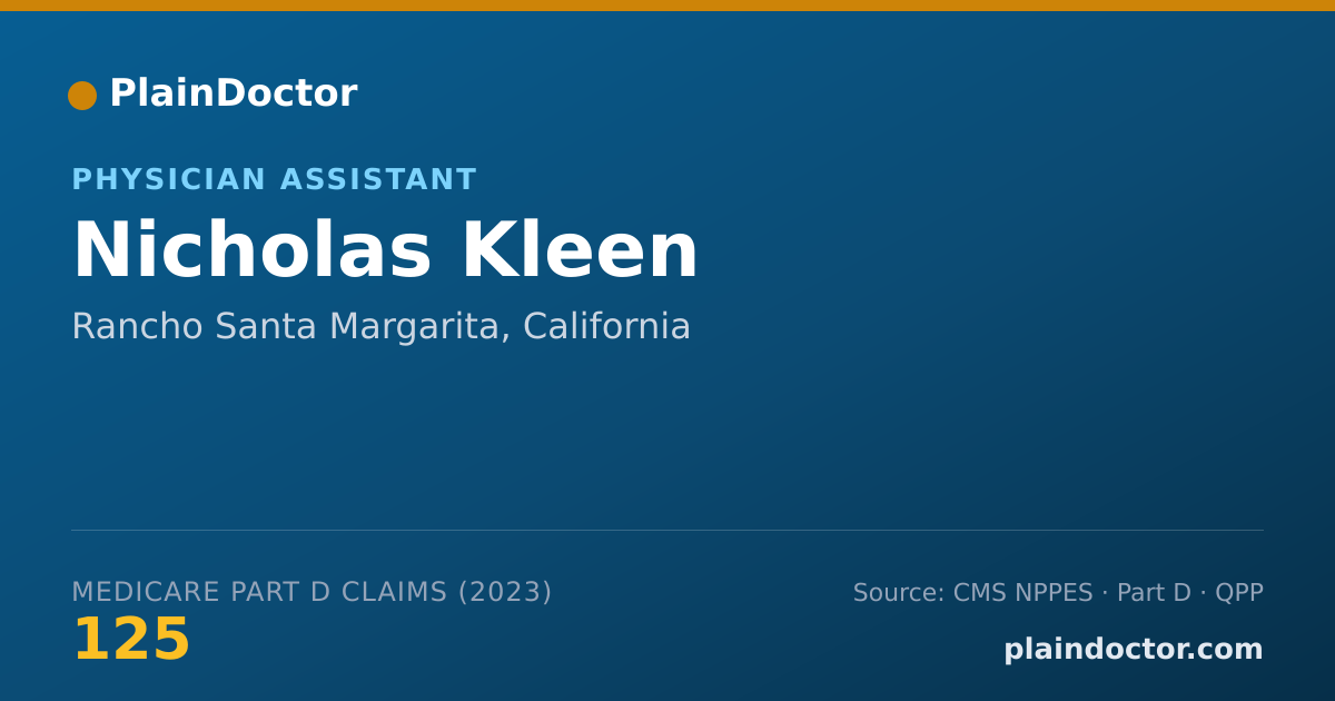 Shareable card for Nicholas Kleen - Physician Assistant, Rancho Santa Margarita, CA