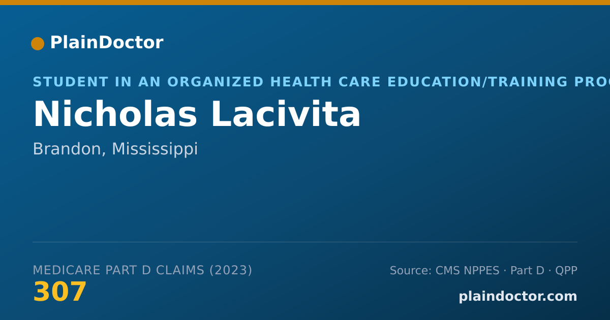Shareable card for Nicholas Lacivita - Student in an Organized Health Care Education/Training Program, Brandon, MS