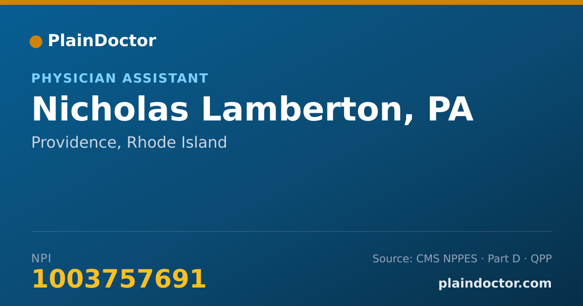 Shareable card for Nicholas Lamberton, PA - Physician Assistant, Providence, RI