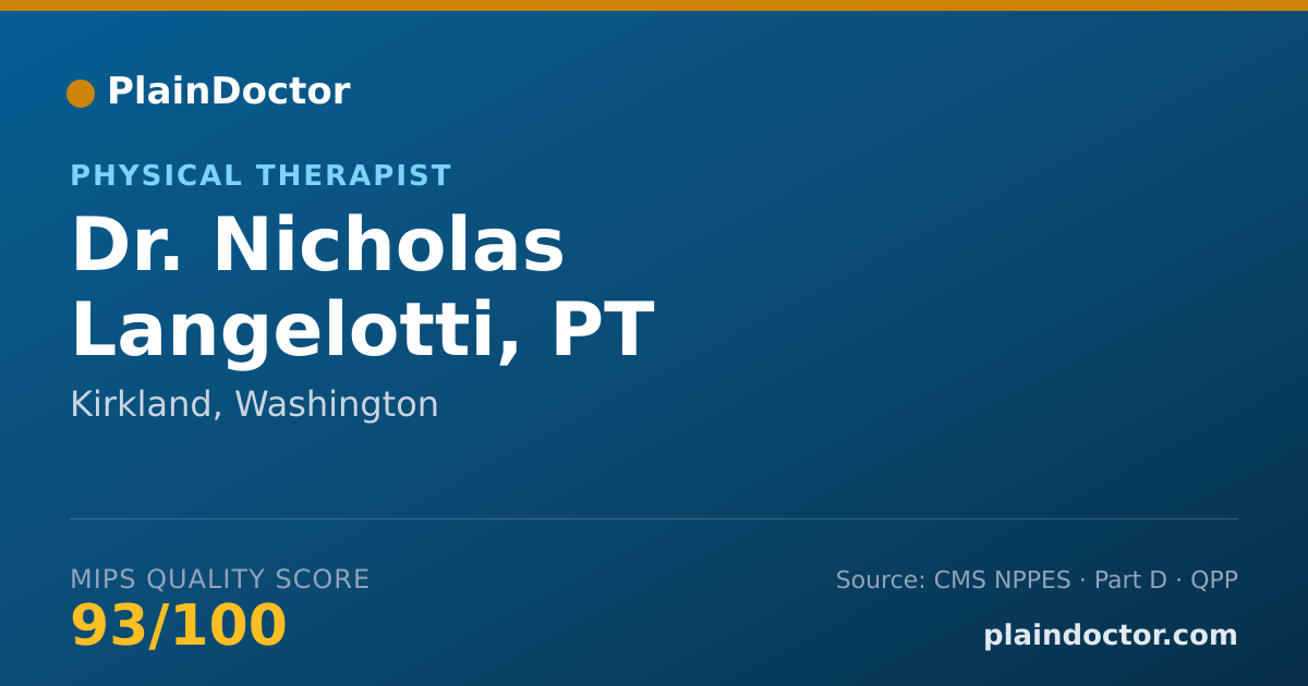 Shareable card for Nicholas Langelotti, PT - Physical Therapist, Kirkland, WA