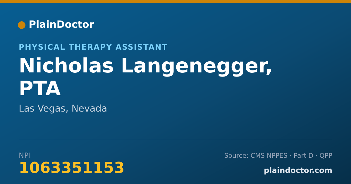 Shareable card for Nicholas Langenegger, PTA - Physical Therapy Assistant, Las Vegas, NV