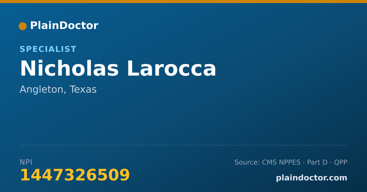 Shareable card for Nicholas Larocca - Specialist, Angleton, TX