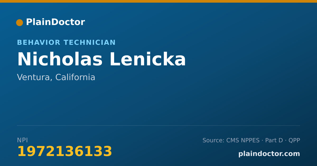 Shareable card for Nicholas Lenicka - Behavior Technician, Ventura, CA