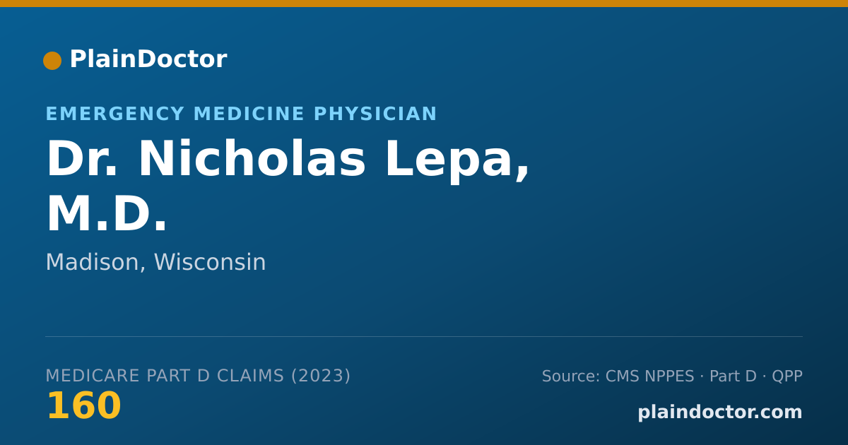 Shareable card for Nicholas Lepa, M.D. - Emergency Medicine Physician, Madison, WI