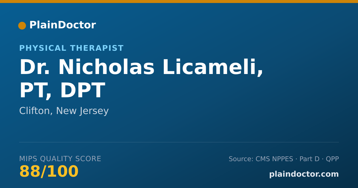 Shareable card for Nicholas Licameli, PT, DPT - Physical Therapist, Clifton, NJ