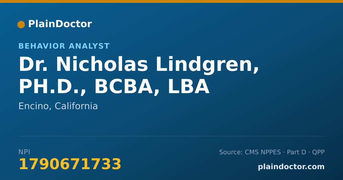 Shareable card for Nicholas Lindgren, PH.D., BCBA, LBA - Behavior Analyst, Encino, CA