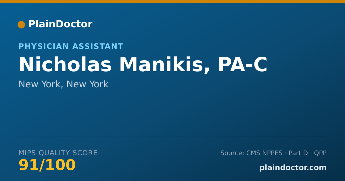 Shareable card for Nicholas Manikis, PA-C - Physician Assistant, New York, NY