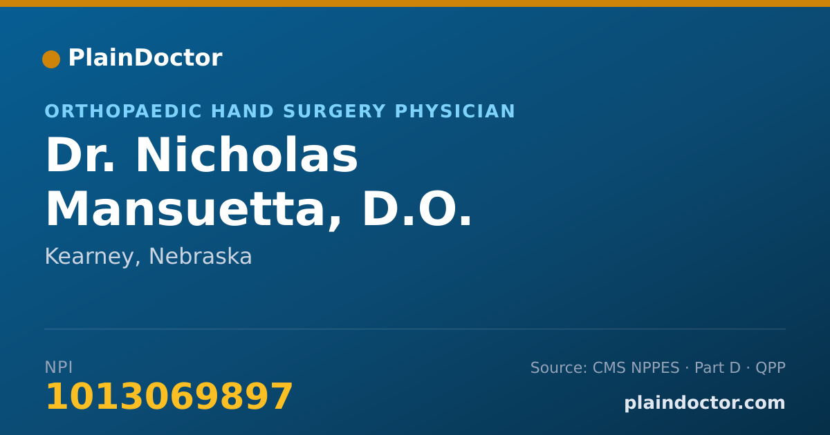 Shareable card for Nicholas Mansuetta, D.O. - Orthopaedic Hand Surgery Physician, Kearney, NE
