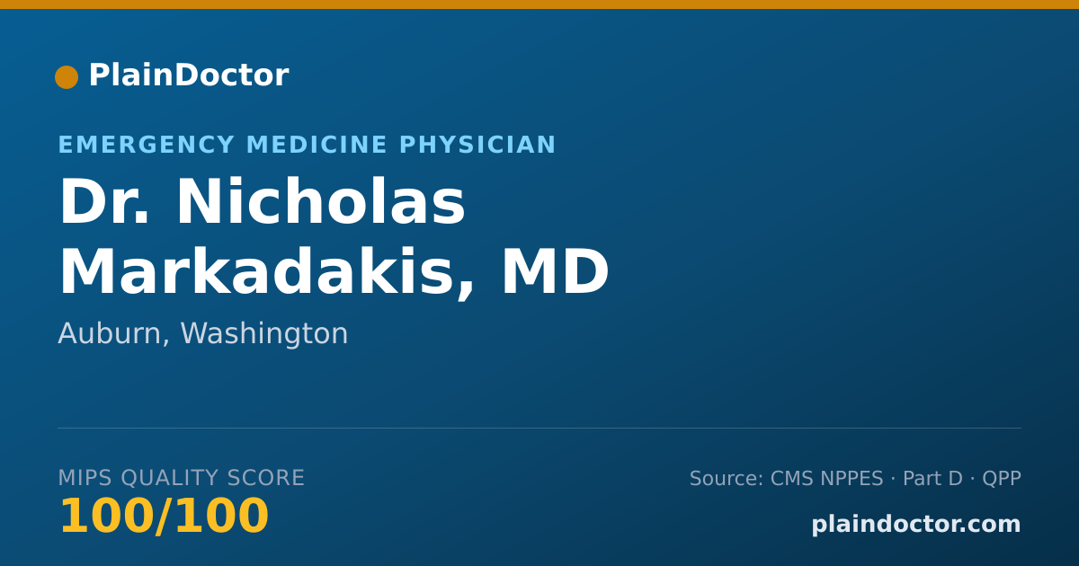 Shareable card for Nicholas Markadakis, MD - Emergency Medicine Physician, Auburn, WA