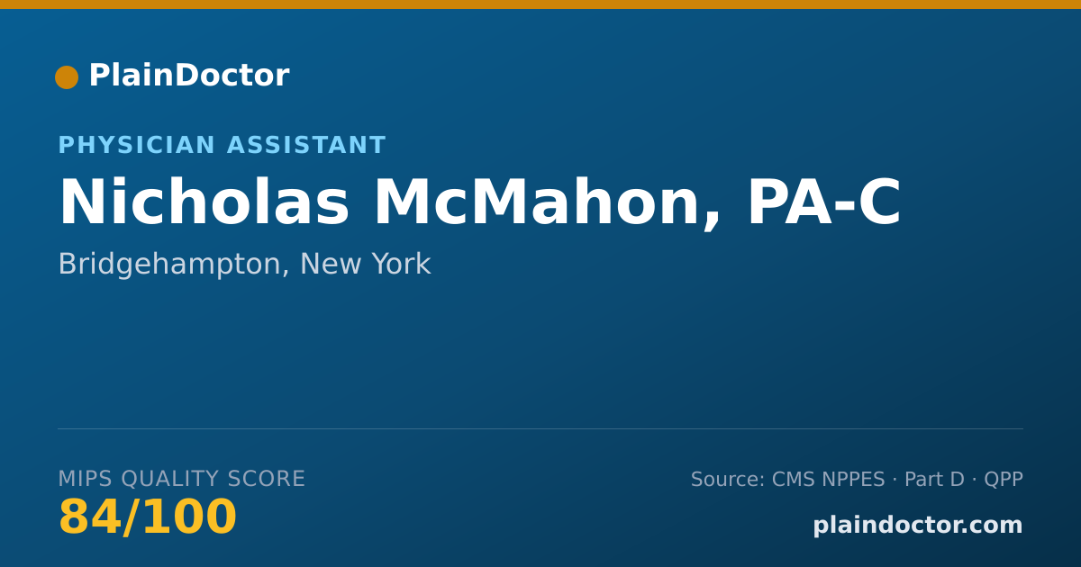 Shareable card for Nicholas McMahon, PA-C - Physician Assistant, Bridgehampton, NY