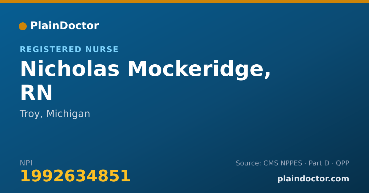 Shareable card for Nicholas Mockeridge, RN - Registered Nurse, Troy, MI