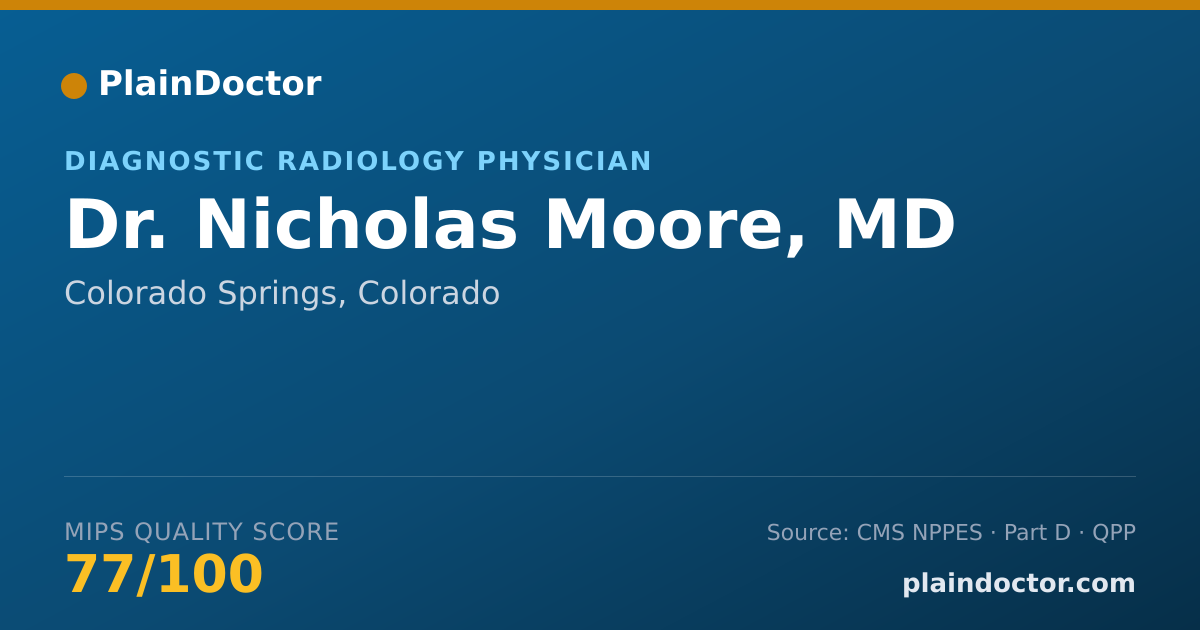 Shareable card for Nicholas Moore, MD - Diagnostic Radiology Physician, Colorado Springs, CO