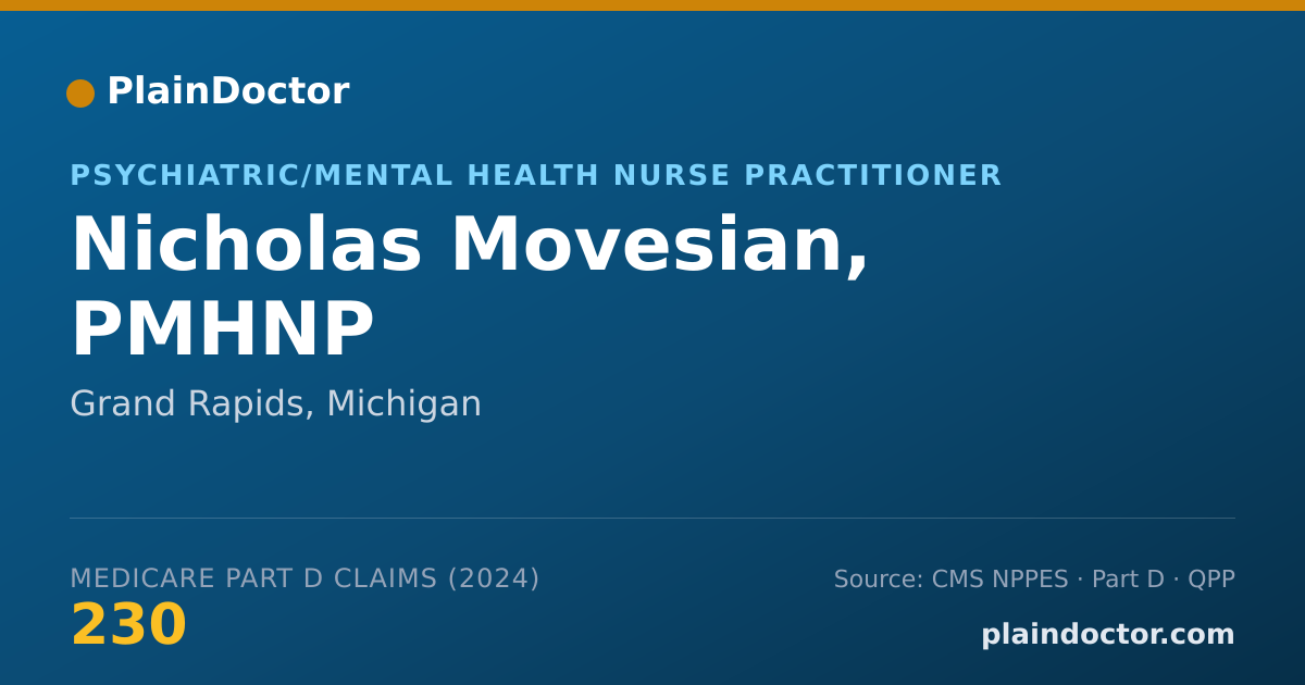 Shareable card for Nicholas Movesian, PMHNP - Psychiatric/Mental Health Nurse Practitioner, Grand Rapids, MI