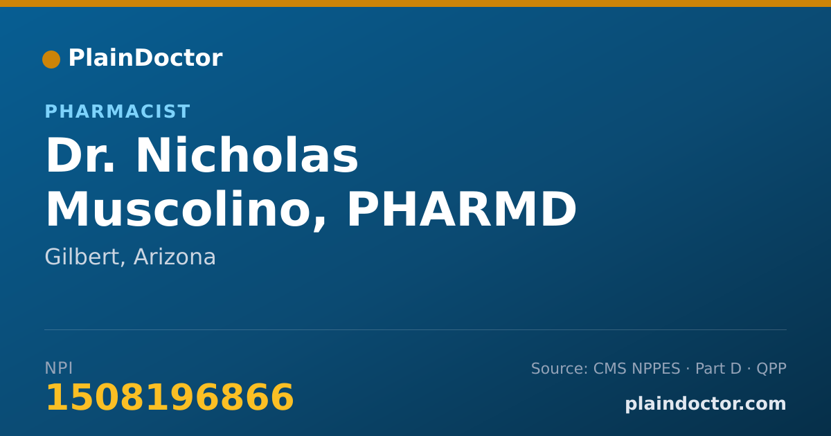 Shareable card for Nicholas Muscolino, PHARMD - Pharmacist, Gilbert, AZ